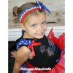 American's Birthday Black Tank Top With Patriotic American Star Ruffles & Red Bow With Sparkle Crystal Bling Rhinestone 4th July Patriotic American Heart Print TB811